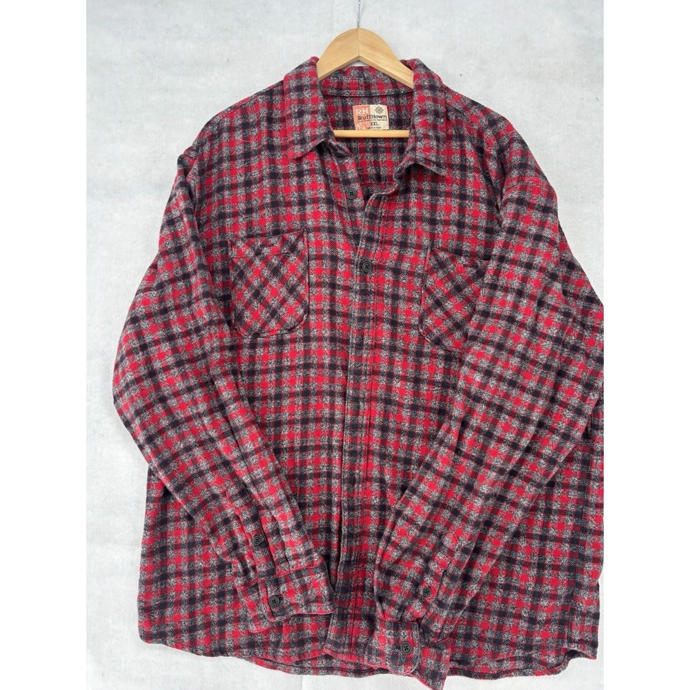 RuffHewn Plaid Flannel Shirt Sz XXL Winter Essential Grunge Outdoor Red/Blk/Gray